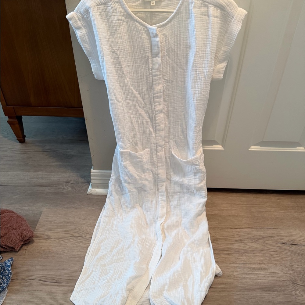 Lou & Grey White Textured Button-Front Dress